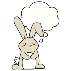 cartoon rabbit and thought bubble
