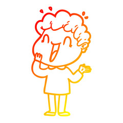 warm gradient line drawing cartoon happy man