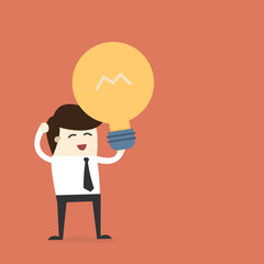 Business hold light blub icon on orange background