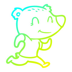 cold gradient line drawing healthy runnning bear cartoon
