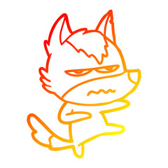 warm gradient line drawing cartoon annoyed wolf