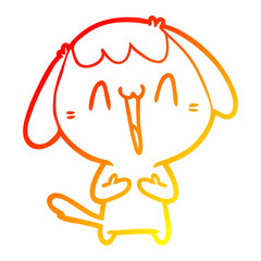 warm gradient line drawing cute cartoon dog