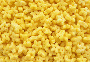 Texture and background dry breakfast. Corn stars.