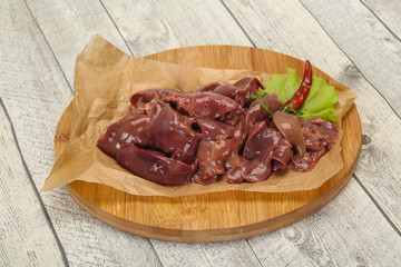 Raw chicken liver ready for cooking