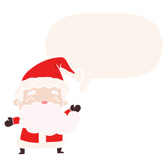 cartoon santa claus and speech bubble in retro style