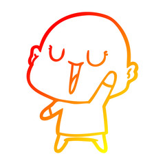 warm gradient line drawing happy cartoon bald man