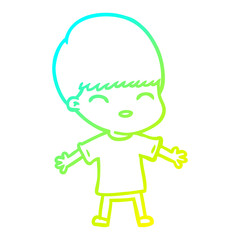 cold gradient line drawing happy cartoon boy