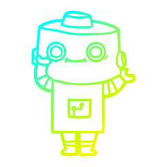 cold gradient line drawing cartoon robot