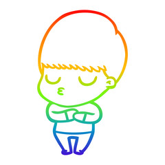 rainbow gradient line drawing cartoon calm boy