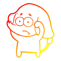 warm gradient line drawing cartoon unsure elephant
