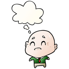 cartoon old man and thought bubble in smooth gradient style