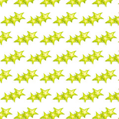 Fruit pattern. Carambola fruit (starfruit) slices isolated on white background