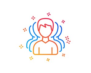 Group of Men line icon. Human communication symbol. Teamwork sign. Gradient design elements. Linear group icon. Random shapes. Vector