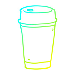 cold gradient line drawing cartoon take out coffee
