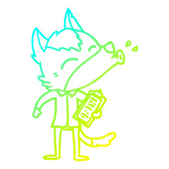 cold gradient line drawing howling office wolf cartoon