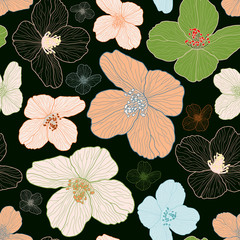 Colorful floral seamless pattern with jasmine flowers