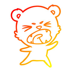 warm gradient line drawing angry cartoon bear