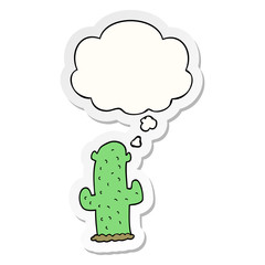 cartoon cactus and thought bubble as a printed sticker