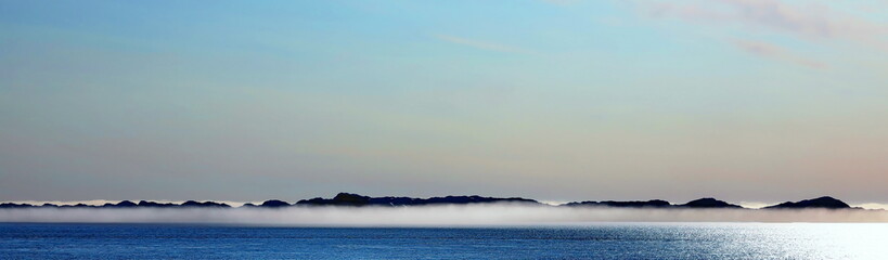 Landscape Greenland, beautiful Nuuk fjord, ocean with mountains background