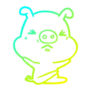 recommend clip art: cold gradient line drawing cartoon angry pig