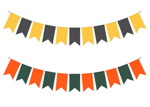 Pennant banner streamers, vector illustration. Hanging flags. Party garland decor. Holiday bunting