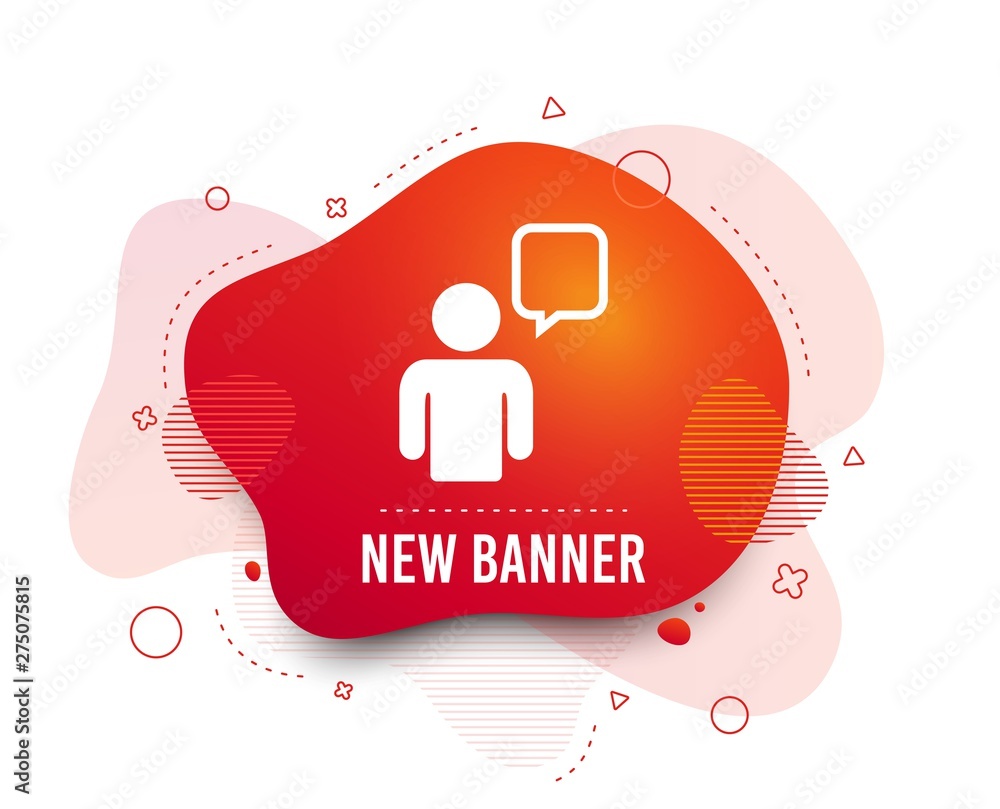 Poster fluid badge. chat sign icon. speech bubble symbol. chat bubble with human. abstract shape. gradient 