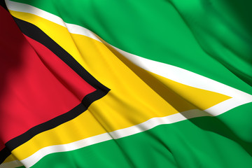 Obraz premium 3d rendering of Republic of Guyana flag