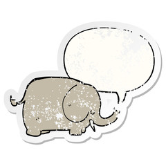 cartoon elephant and speech bubble distressed sticker