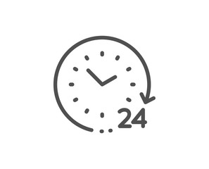 24 hours time line icon. Clock sign. Watch symbol. Quality design element. Linear style 24 hours icon. Editable stroke. Vector