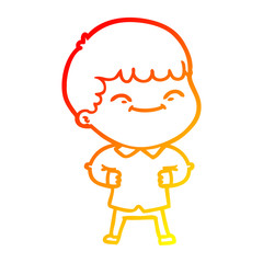 warm gradient line drawing cartoon happy boy