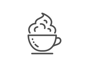 Coffee cup line icon. Hot cappuccino with cream sign. Tea drink mug symbol. Quality design element. Linear style coffee cup icon. Editable stroke. Vector