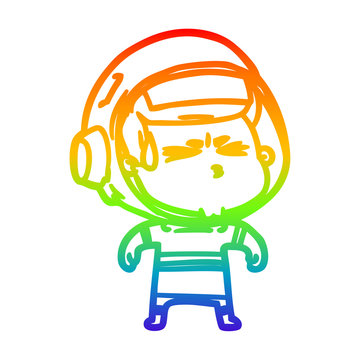 recommend clip art: rainbow gradient line drawing cartoon stressed astronaut