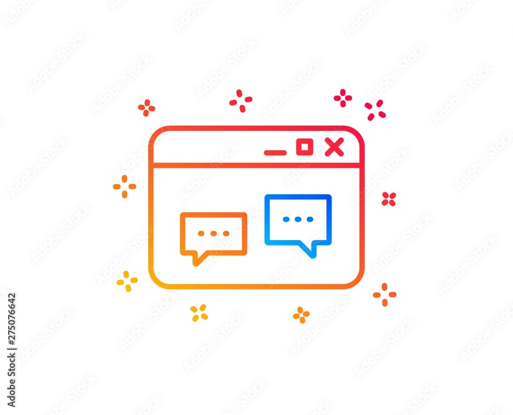 Poster browser window line icon. chat speech bubbles sign. internet page symbol. gradient design elements. 