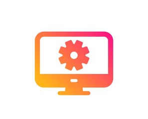 Computer or Monitor icon. Service Cogwheel sign. Personal computer symbol. Classic flat style. Gradient monitor settings icon. Vector