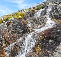 Landscape mountain river, Greenland, Nuuk fjord