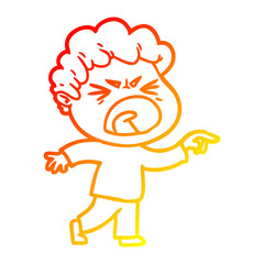 warm gradient line drawing cartoon furious man