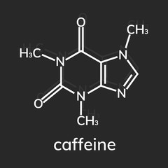 Caffeine chemical formula on dark background