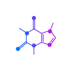 Caffeine chemical formula on white background