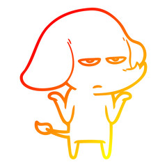 warm gradient line drawing annoyed cartoon elephant