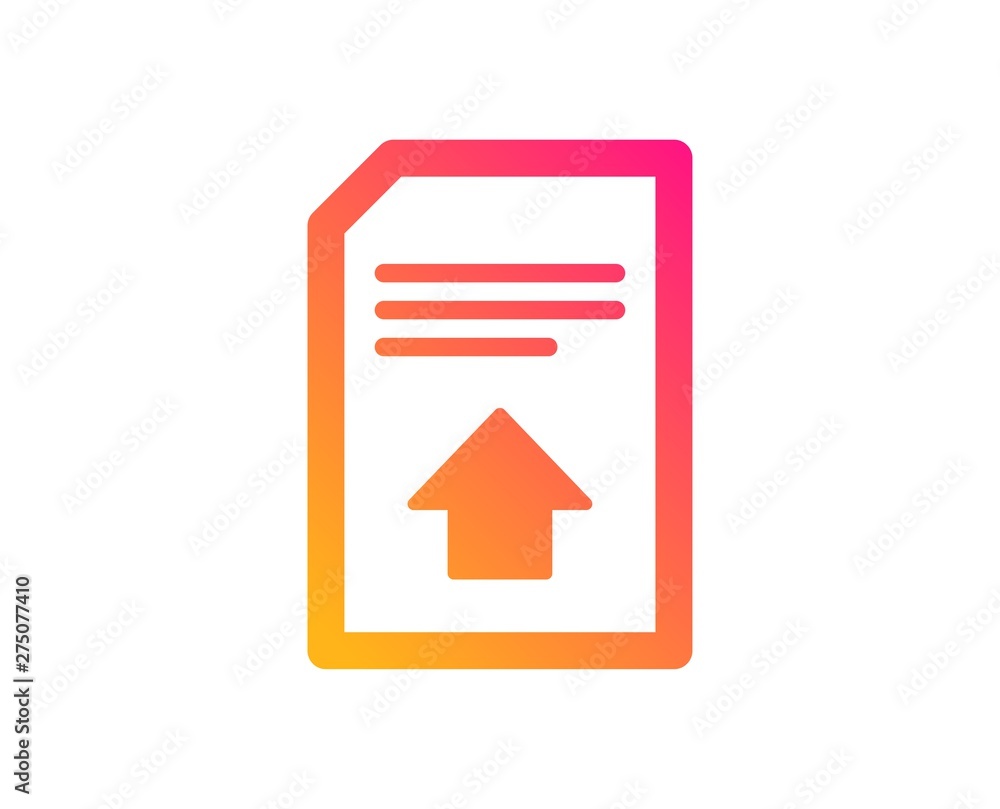 Poster upload document icon. information file sign. paper page concept symbol. classic flat style. gradient