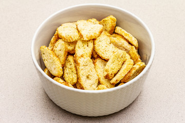 Fresh croutons for hot autumn cream soups
