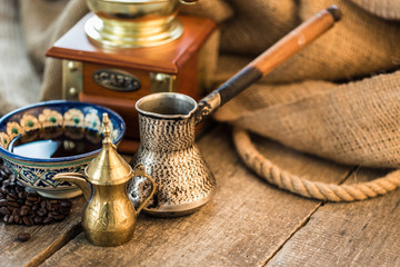 Traditional Turkish Coffee Cup still life close up