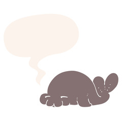 cartoon seal and speech bubble in retro style