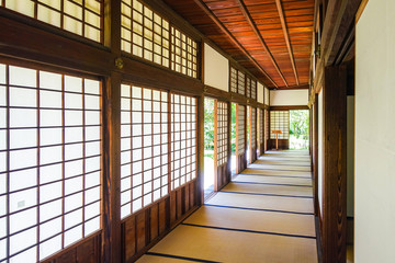 弘道館正庁の長い廊下（茨城県水戸市）