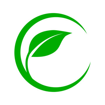 circle green leaf, logo, vector illustration