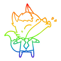 rainbow gradient line drawing howling wolf boss cartoon