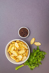 Fresh croutons for hot autumn cream soups
