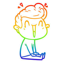 rainbow gradient line drawing cartoon excited man