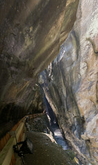 the Tamina Valley Gorge and thermal spring water in the Swiss Alps
