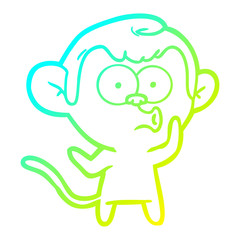 cold gradient line drawing cartoon hooting monkey